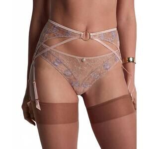 NEW AUBADE sound of heart suspender belt in lavender aura